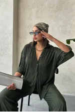 Accordion Wholesale Shirt - Khaki | Topshow | F1426