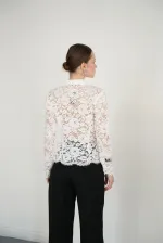 Wholesale Embroidered Lace Shirts - Cream | F2081 - Topshow