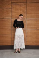 Ruffled Lace Skirt - Cream | F2074 - Topshow