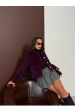 Topshow - Toptan Peluş Düğmeli Mont - MÜRDÜM