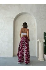 Süzüne Embroidered Trousers - Claret Red | Topshow | F1927