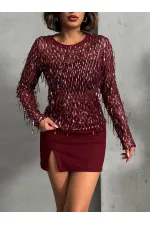 Yırtmaçlı Toptan Etek - Bordo | TOPSHOW | F1351