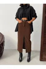 Jupe en velours côtelé Topshow en gros - Marron | F2033