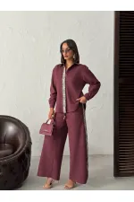 Pantalon Topshow en daim scuba à rayures - Noir | F1972