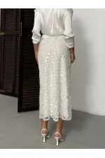 Jupe midi de soirée Topshow à sequins - Crème | Automne/Hiver 2012