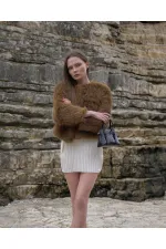 Veste en fausse fourrure marron (vente en gros) | TOPSHOW | F1615