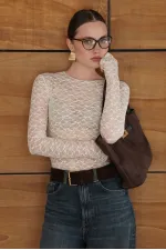 Dantel Toptan Bluz - Krem | F2092 - Topshow