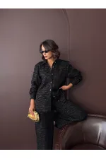 Topshow - Toptan Jakarlı Dokuma Gömlek - Siyah