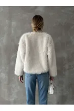 Topshow Krem Suni Kürk Toptan Ceket | F1615