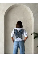 Arkası Kelebek Detaylı Toptan Gömlek - Beyaz | Topshow