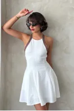 Robe sans manches rayée - Crème | Topshow