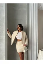 Jupe à franges pailletées en gros - Crème | TOPSHOW | F1839