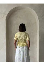 Gathered Shirt with Collar Detail - Yellow | Topshow