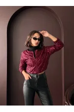 Topshow - Veste à sequins bordeaux pour femme (vente en gros) - Tenue de soirée élégante