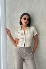 Dantel Detaylı Gömlek - Taşa Taş | Topshow