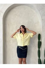 Kelebek Detaylı Toptan Gömlek   Sarı | Topshow