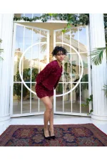 Veste en tulle à motif rose bordeaux Topshow (vente en gros) | F1754