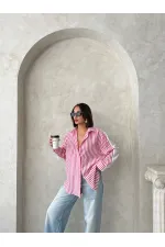 Striped Linen Shirt - Fuchsia | Topshow | F1919