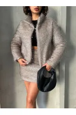 Manteau à franges pailletées en gros - Gris | TOPSHOW | F1838