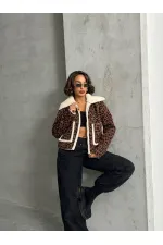 Manteau en peluche à motifs Eopar en gros - Marron et noir | TOPSHOW | F1814