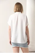 Chemise Topshow crème à fleurs et poches en gros