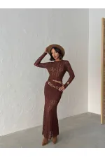 Brown Long Transparent Wholesale Skirt | Topshow | F1887