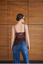 Askılı Brode Buluz - Kahve | D2965 - Topshow