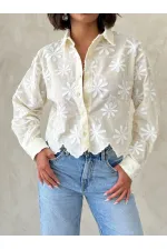 Nakışlı Gömlek - Krem  - | F1932