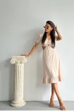 Topshow Taş V Yaka Dekoltelı Boydan Toptan Elbise