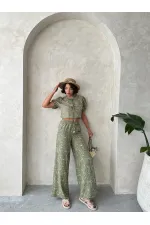 Nakışlı Önden Baglamalı Toptan Bluz - Açık Haki | Topshow