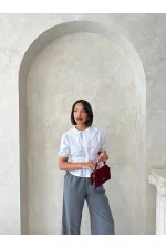 Yaka Detaylı Büzgülü Gömlek - Beyaz Topshow