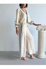 Pantalon en denim rayé - Pierre | Topshow | F1890