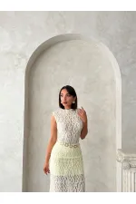 Blouse en dentelle à manches zéro - Jaune (vente en gros) | Topshow