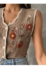 Gilet brodé en vison Topshow en gros