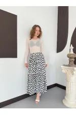 D 3072 PUANTİYELİ PLİSE ETEK - KREM