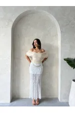 Blouse en mousseline à motifs et détails en pierre Topshow (vente en gros)