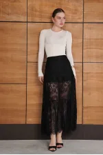 Jupe en dentelle à volants - Noire | F2074 - Topshow