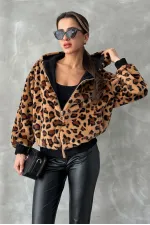 Manteau en gros Bakılı Peluj - Camel Leopard | TOPSHOW | F1650
