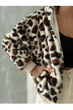 Manteau en peluche effet léopard (vente en gros) - Léopard gris clair | TOPSHOW | F1650