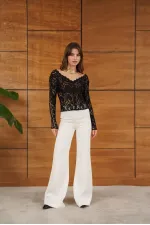 F 2071 LACE BLOUSE - BLACK