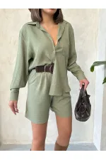 Topshow Haki Kemerli Toptan Şort