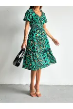 Topshow Emerald Leopard Print Long Wholesale Dress