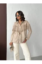 Chemises en daim scuba à franges Topshow - Pierre | F2029