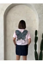 Kelebek Detaylı Toptan Gömlek   Pembe | Topshow