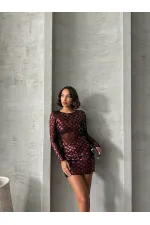 Blouse à sequins en gros - Bordeaux | TOPSHOW | F1619