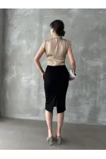 Topshow Mink Zero Sleeve Satin Above Belly Wholesale Shirt