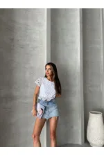 Topshow White Guipure Evening Dress Wholesale Blouse