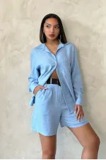 TOPSHOW Mavi Kemerli Toptan Şort