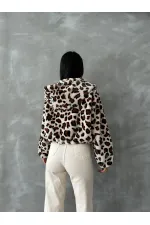 Bskılı Pejuş Toptan Mont - Açık Taş Leopar | TOPSHOW | F1654