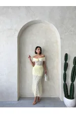 Rose Detailed Lace Blouse - Yellow - D2749 | Topshow